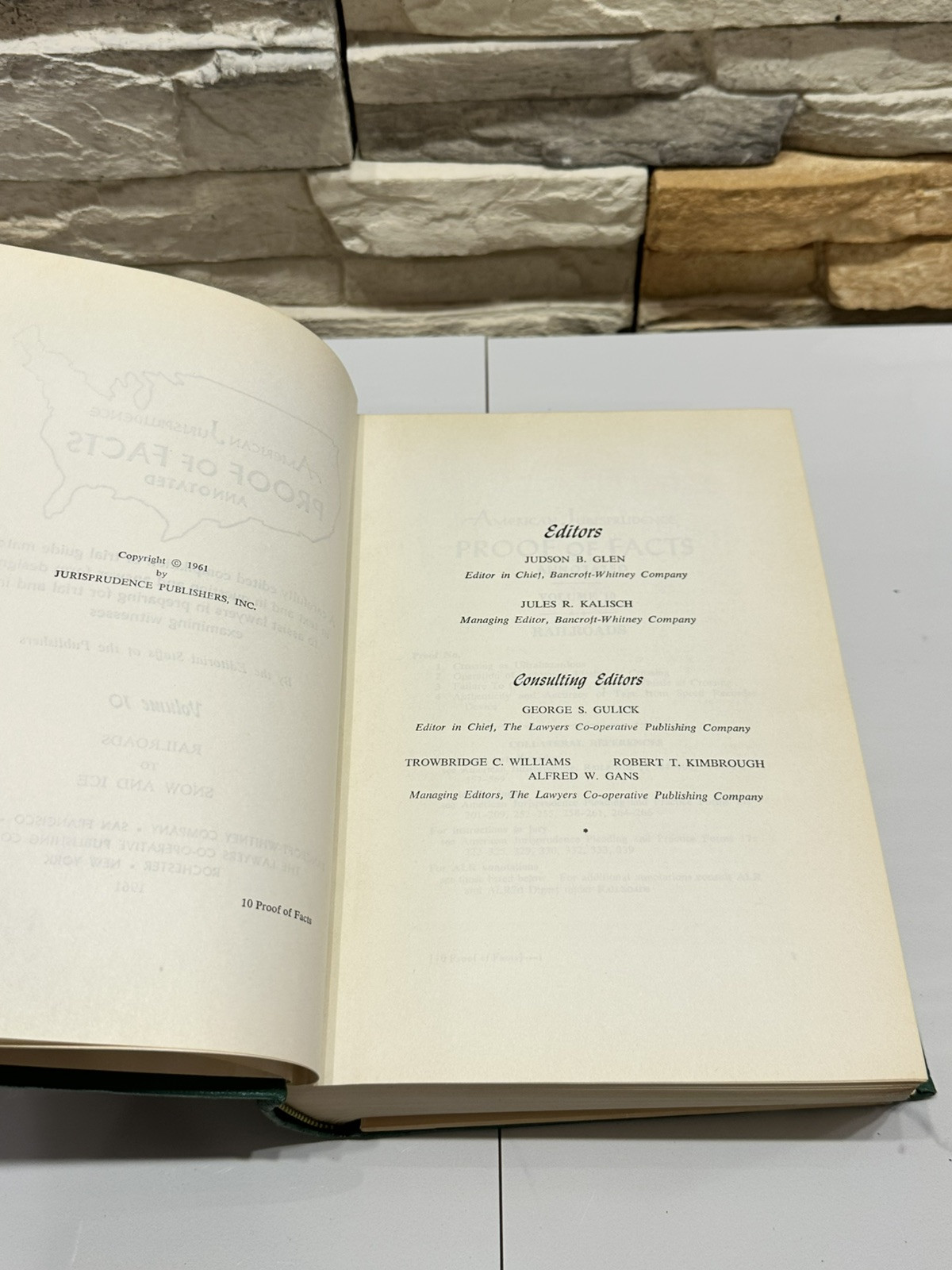 American Jurisprudence Proof Of Facts Annotated Vol 10 Railroads To Snow And Ice