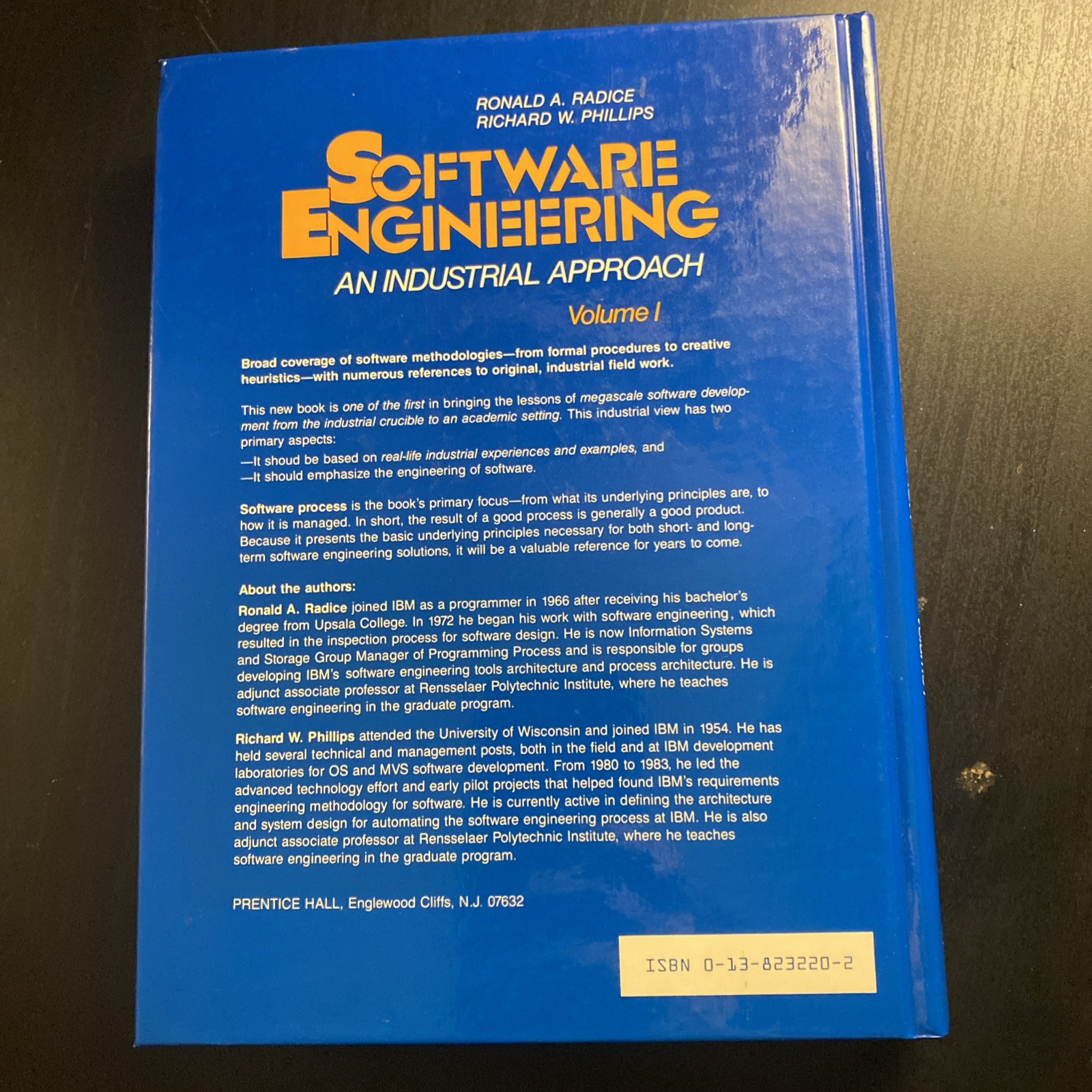 SOFTWARE ENGINEERING: AN INDUSTRIAL APPROACH By Ronald A. Radice & Richard