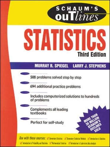 SCHAUM’S OUTLINE OF STATISTICS By Murray R. Spiegel & Larry J. Stephens **Mint**