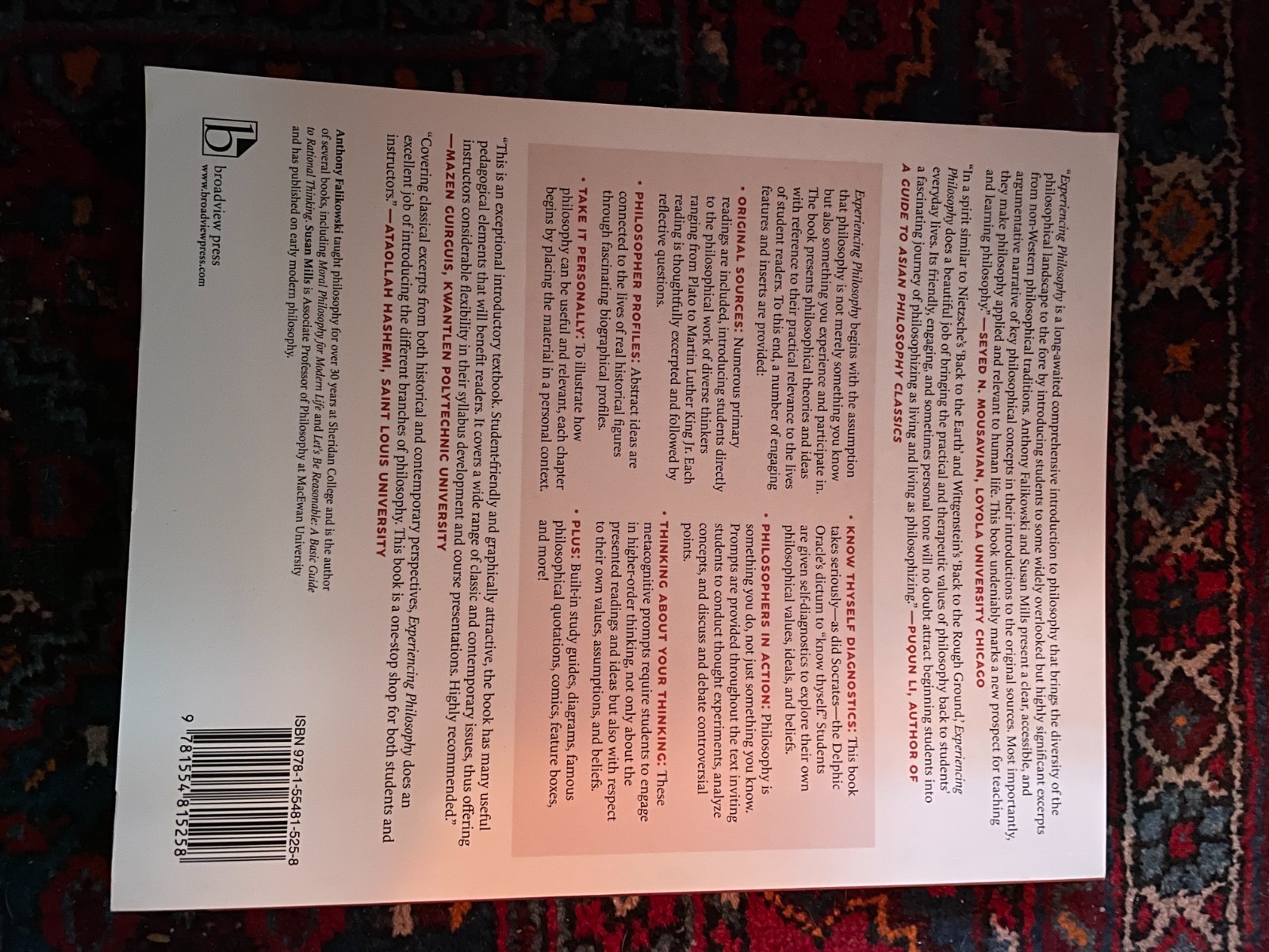 Experiencing Philosophy by Anthony Falikowski Soft Cover VERY GOOD condition