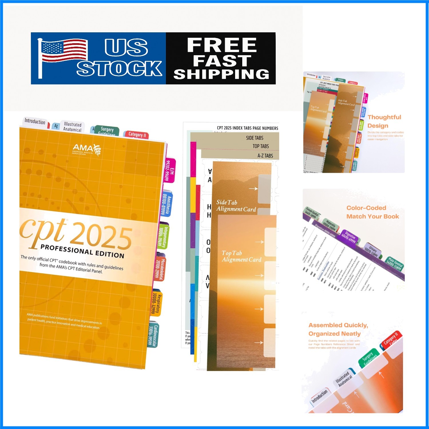 Durable Colorful Index Tabs for CPT 2025 Code Book – Effortless Installation