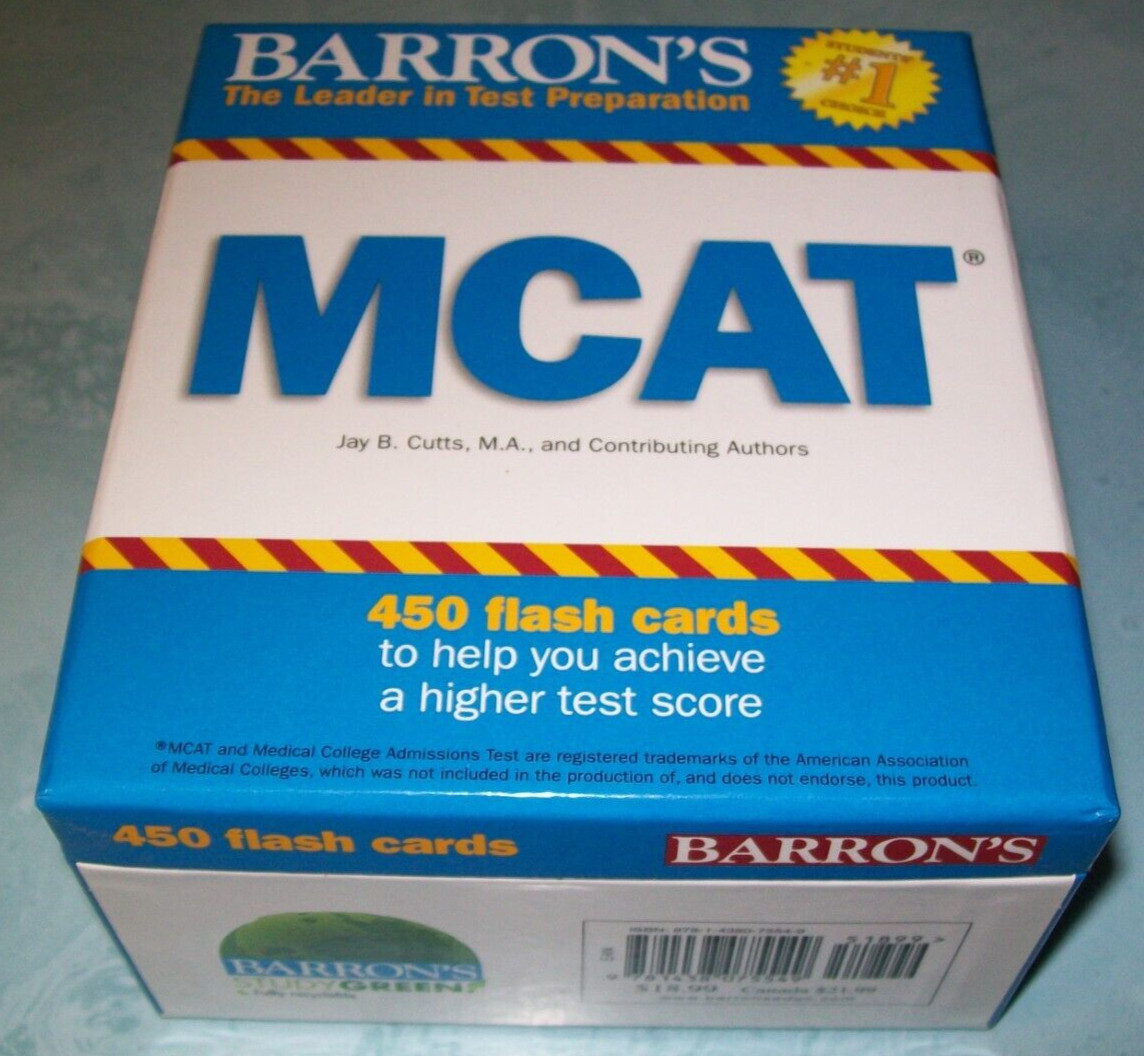 Barron’s Test Prep Ser: MCAT Flash Cards by Jay B. Cutts (2015) VGC