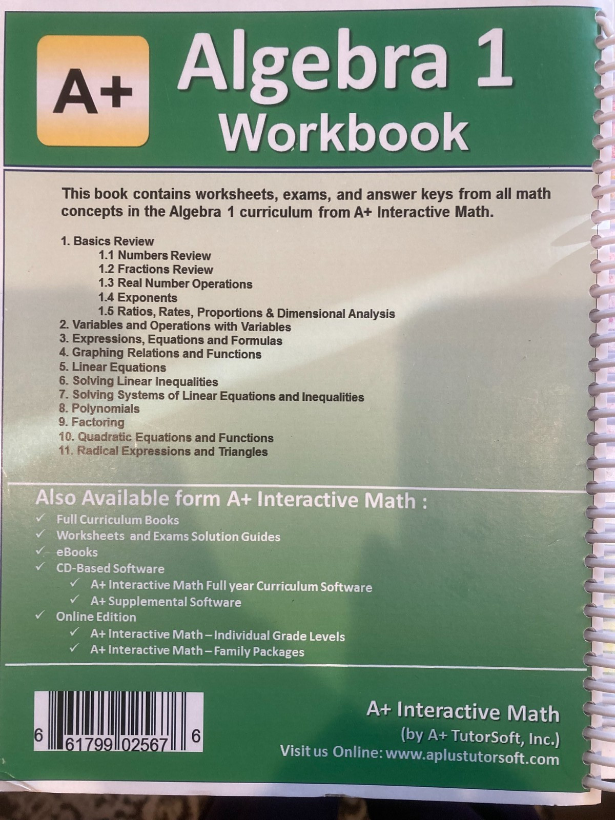 Algebra 1 – Spiral-bound, Interactive Math, homeschool, unused – Very Good