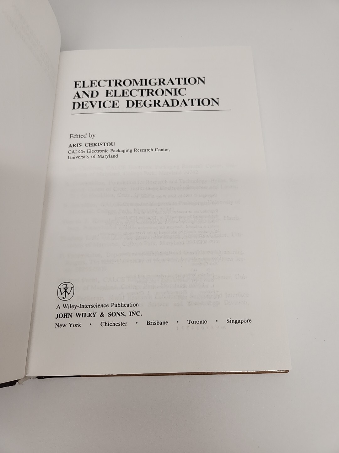 Hardcover Electromigration and Electronic Device Book Edited By Aris Christou