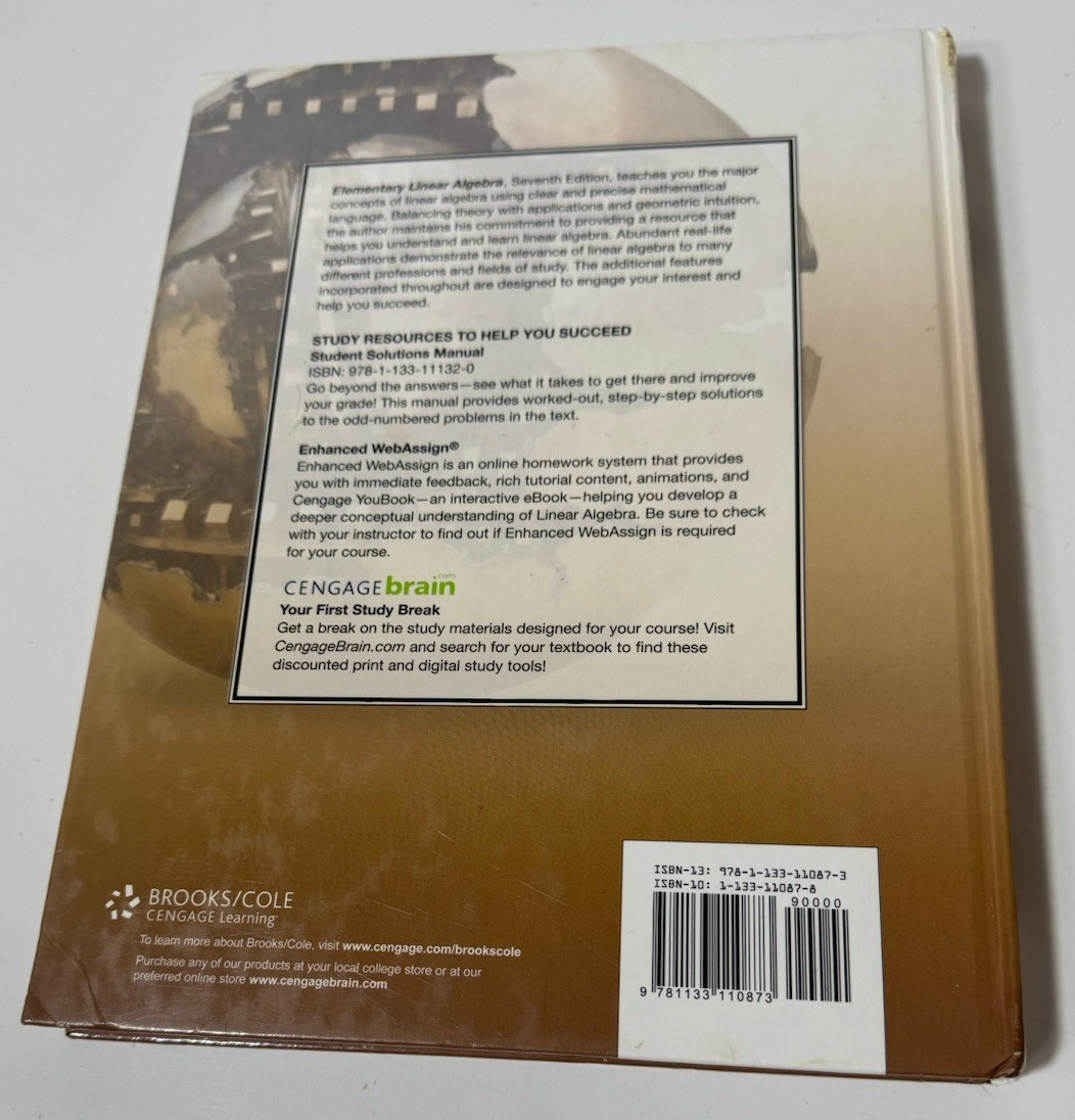 Elementary Linear Algebra Ron Larson 2013 Hardcover Cengage Learning