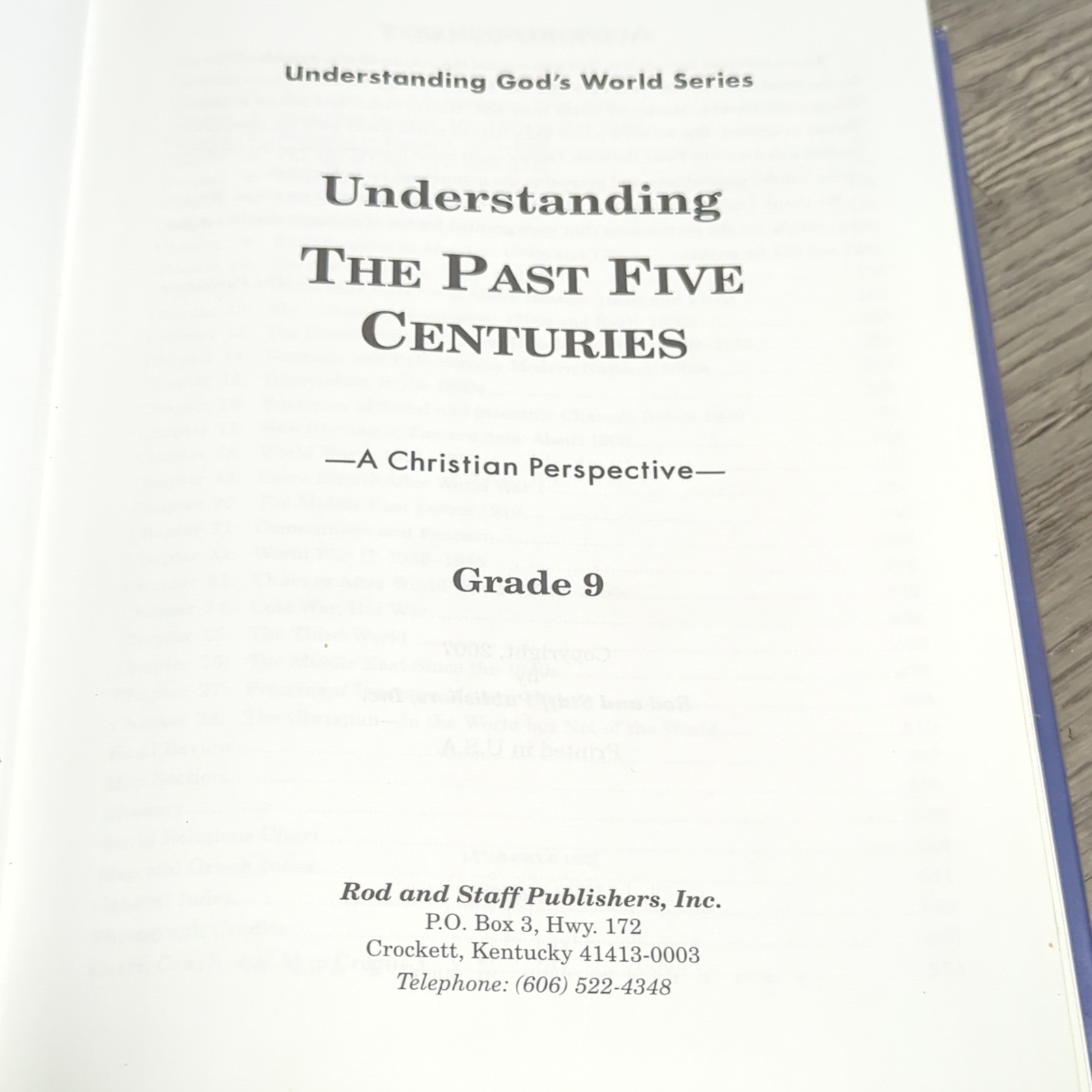 Rod And Staff Understanding the Past Five Centuries Hardcover HS English History