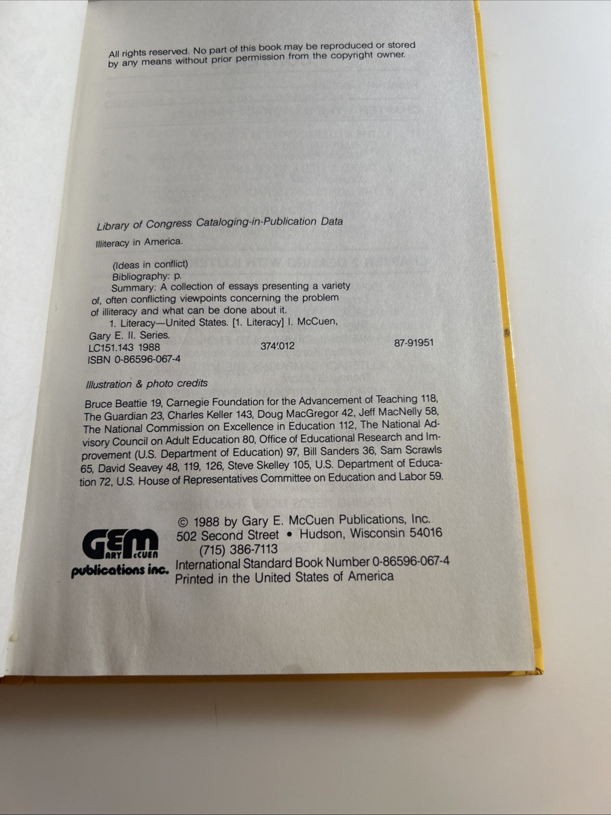 Illiteracy in America Library Binding xlib ? 2928
