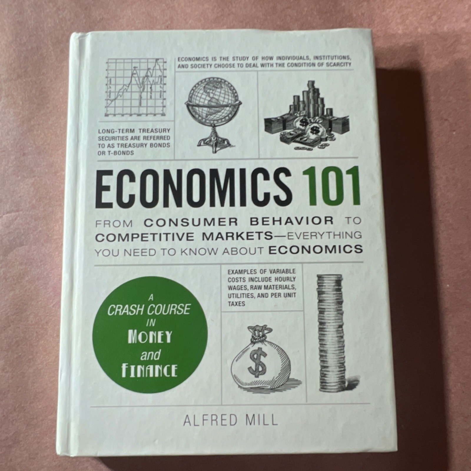 Economics 101 Alfred Mill Hardcover Adams Media Finance Crash Course Textbook