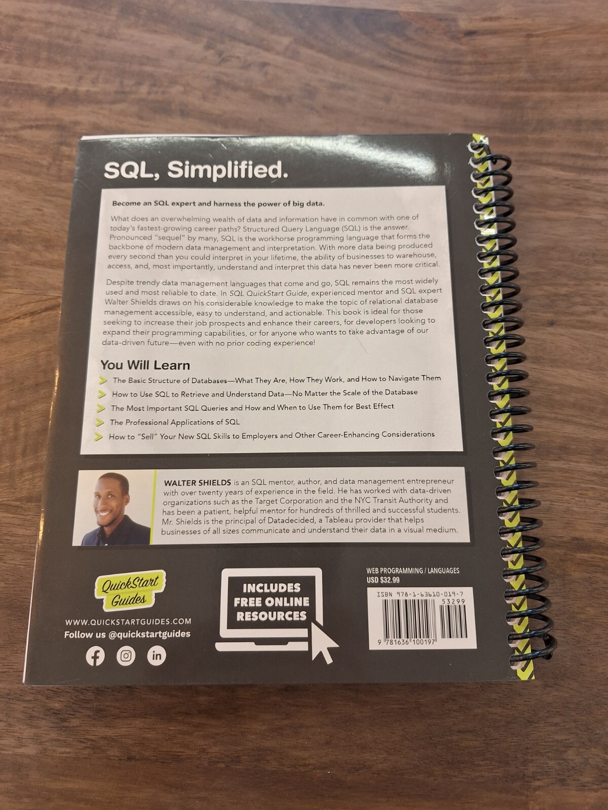 SQL QuickStart Guide: Ultimate Beginner’s Guide to Learning SQL (Spiral-Bound)