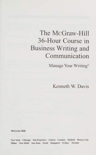 The McGraw-Hill 36-Hour Course in Business Writing and Communication: Manage You
