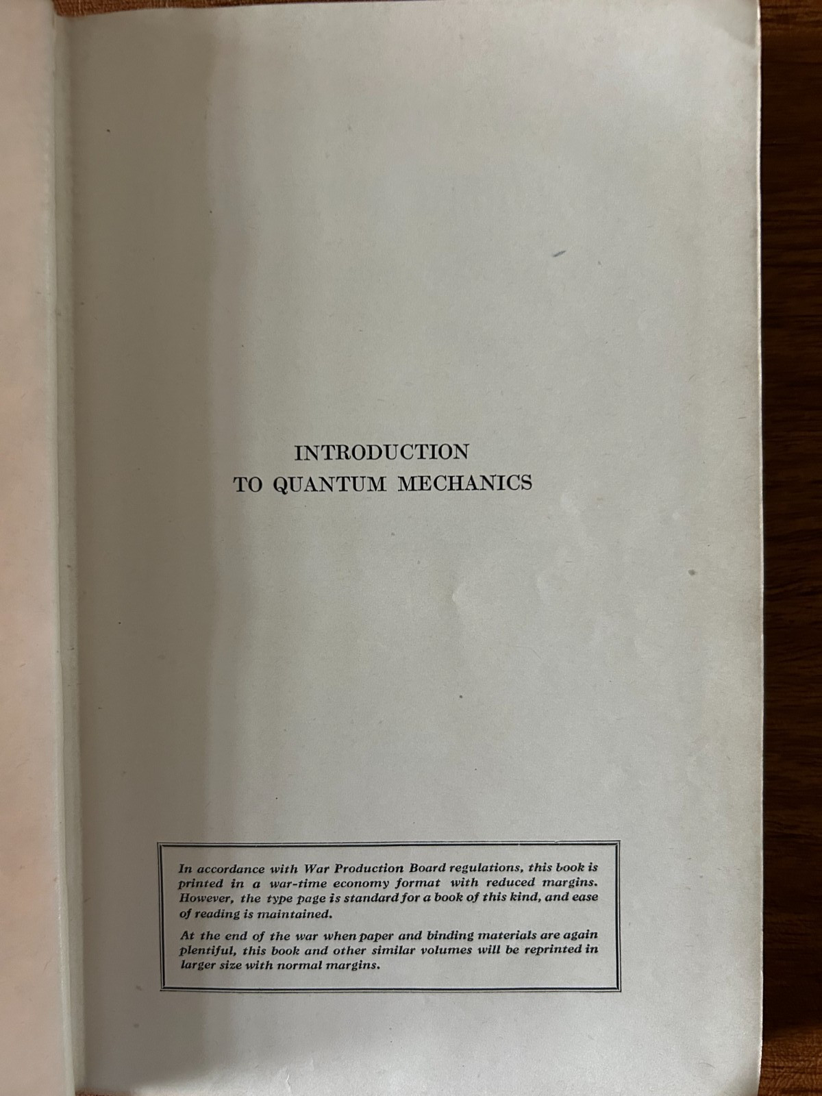 Introduction to Quantum Mechanics by Pauling / Wilson 1935 Vintage HC (11119RK)
