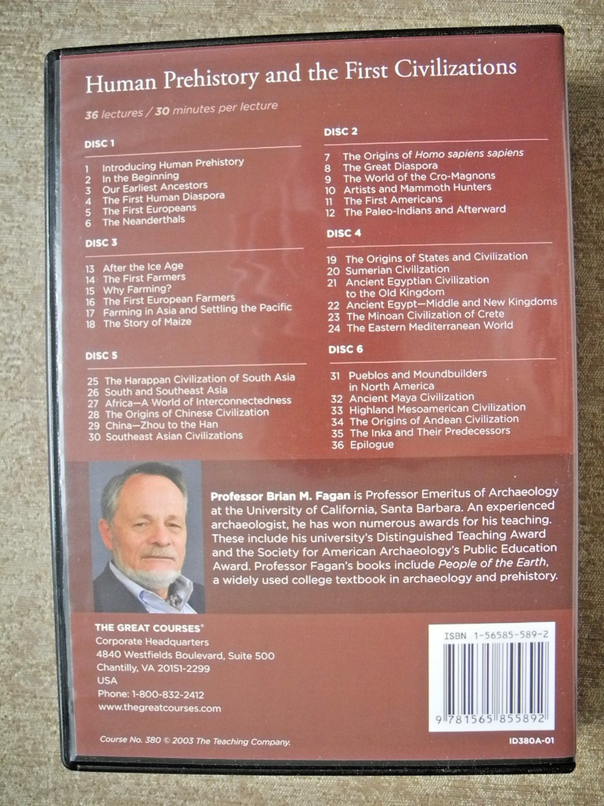 Human Prehistory and the First Civilizations/Great Courses 380/36 lectures/2003