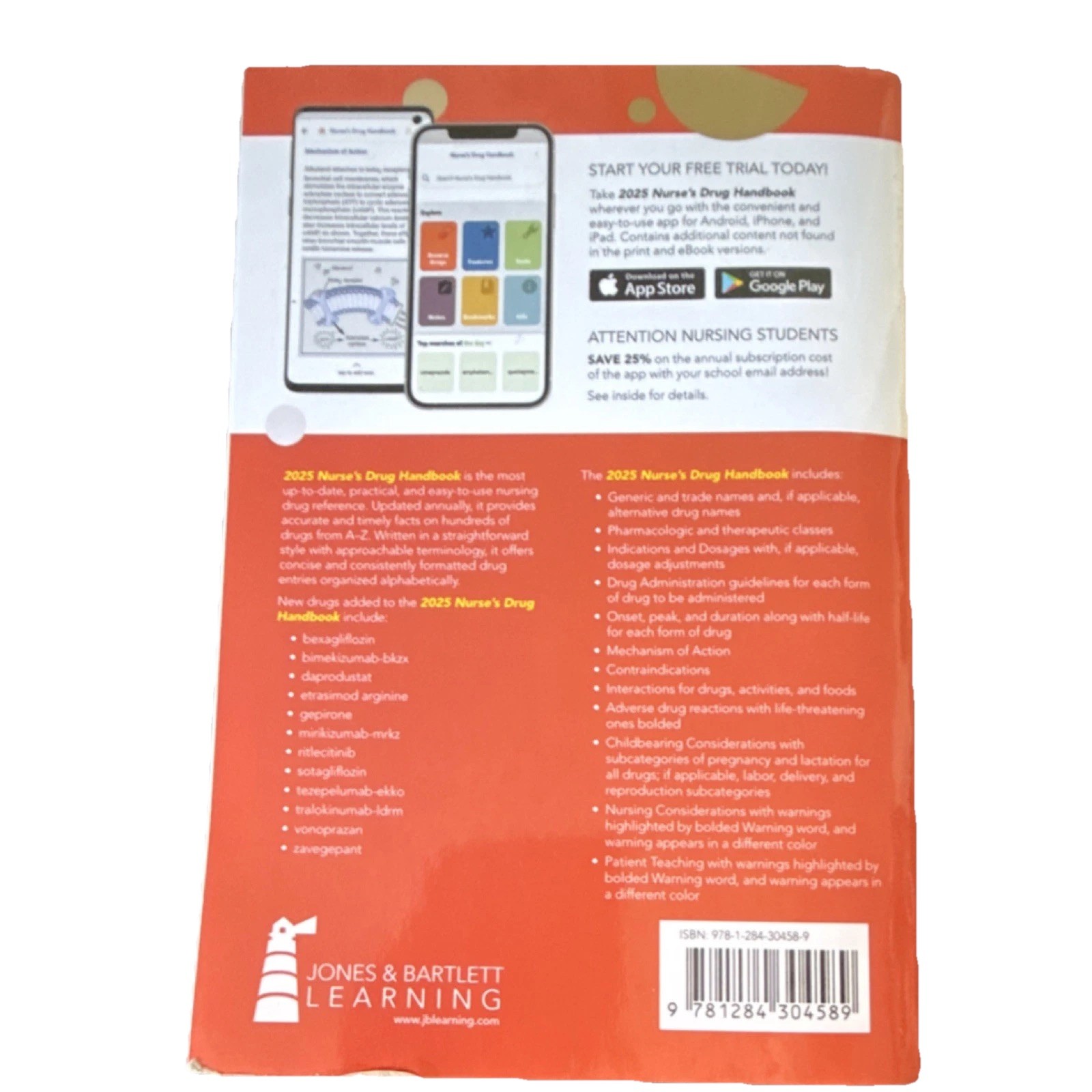 2025 NDH Nurse’s Drug Handbook Paperback ISBN 9781284304589