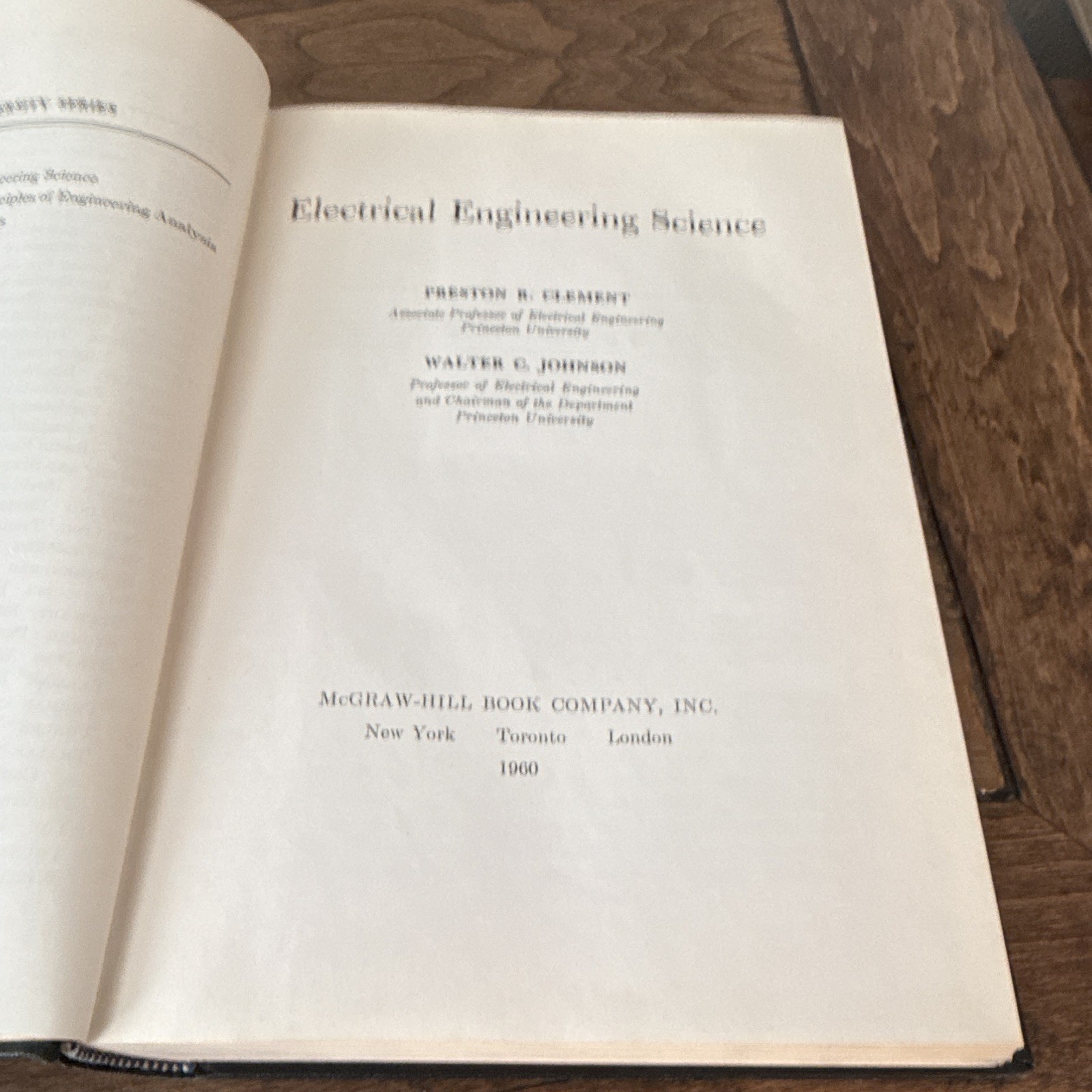 Electrical Engineering Science Hardcover 1960 Clement & Johnson McGraw-Hill