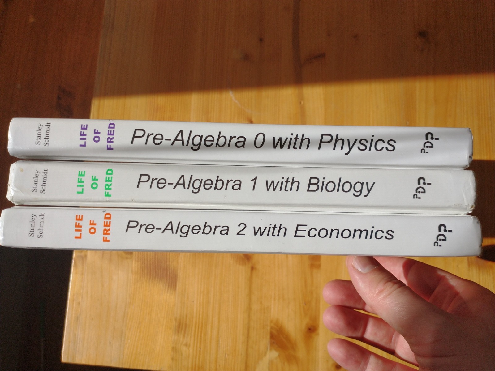 Life of Fred Pre-Algebra 0, 1, and 2 Physics, Biology, Economics Textbook Set