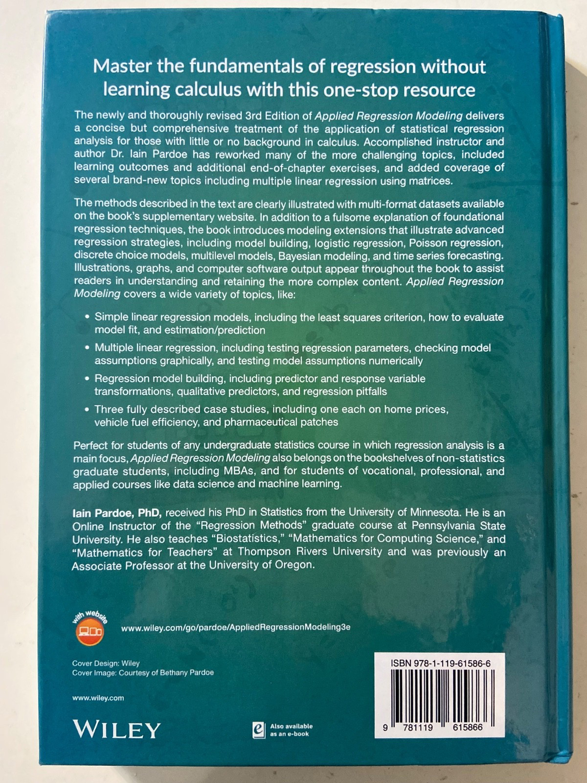 Applied Regression Modeling 3rd Third Edition 2020 Hardcover by Iain Pardoe