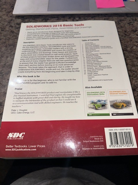SOLIDWORKS 2016 Basic Tools – Paul Tran ~ Paperback – Clean ~ Parts Assemblies