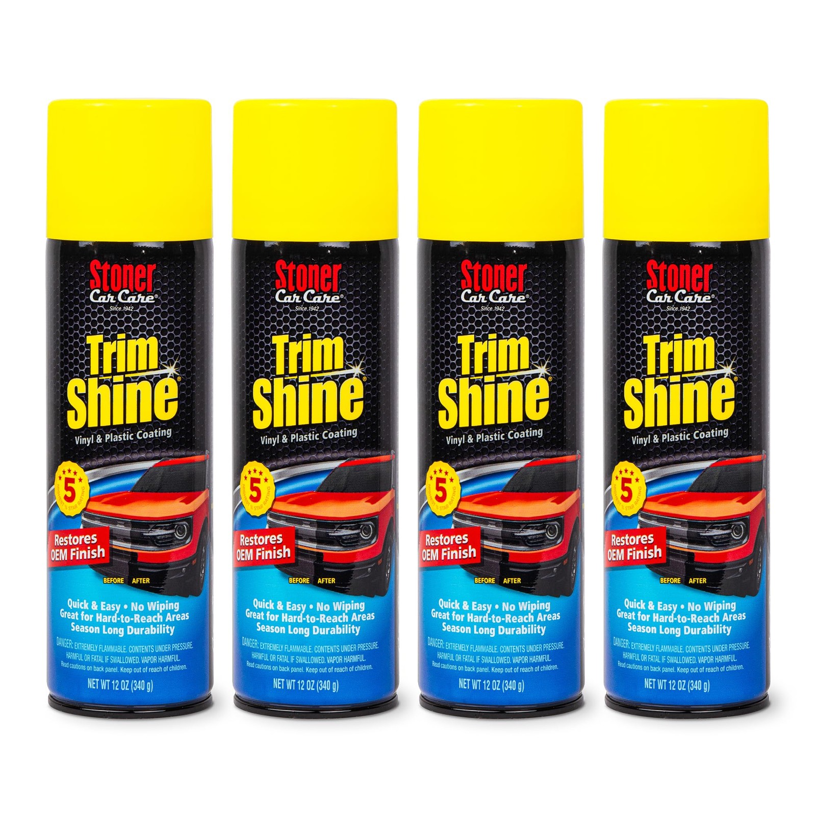 Trim Shine Restorer for Cars – FastDrying Vinyl & Plastic Protectant – 12 oz