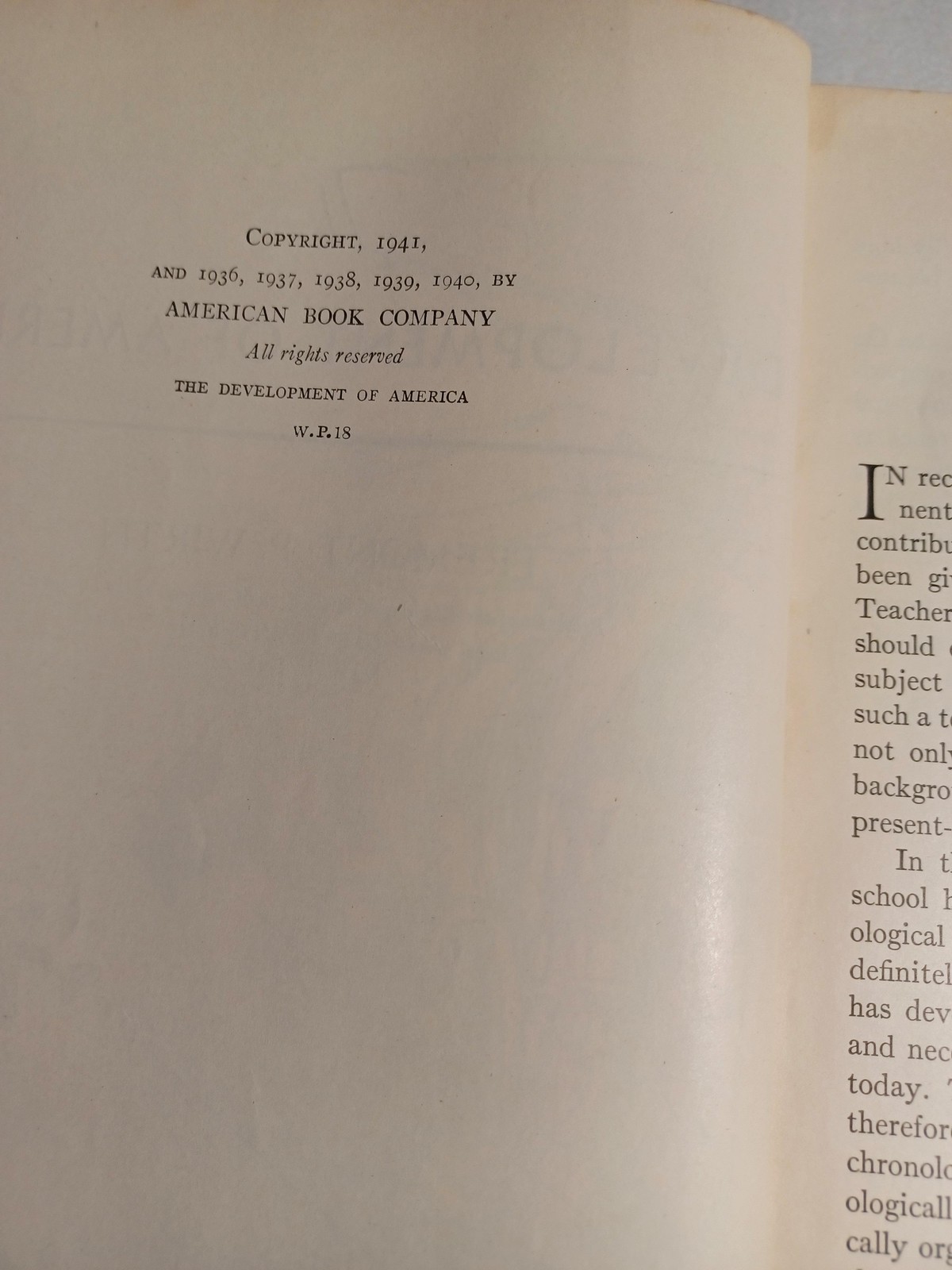 Vintage 1941 The Development Of America Fremont P Wirth HC Textbook History Book