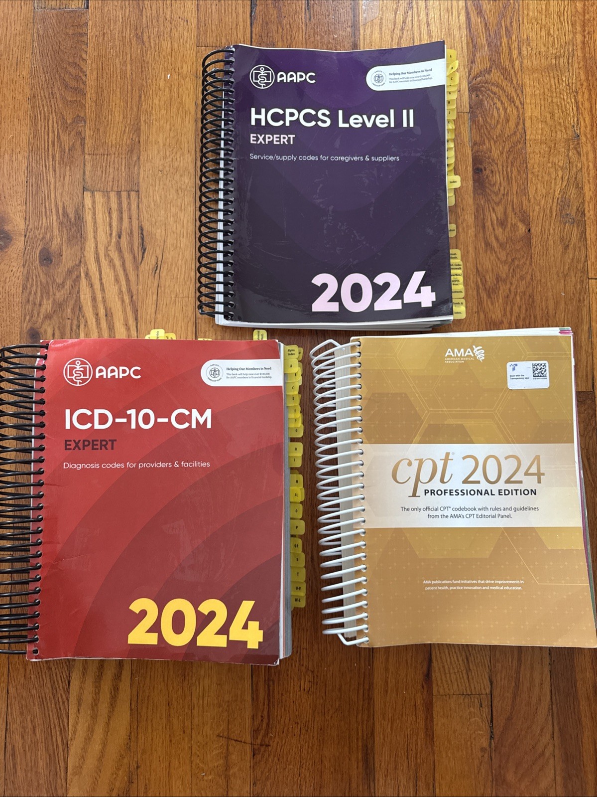 2024 AAPC AMA Lot W/ Tabs: ICD-10-CM Expert 2024, CPT 2024, HCPCS Level II 2024