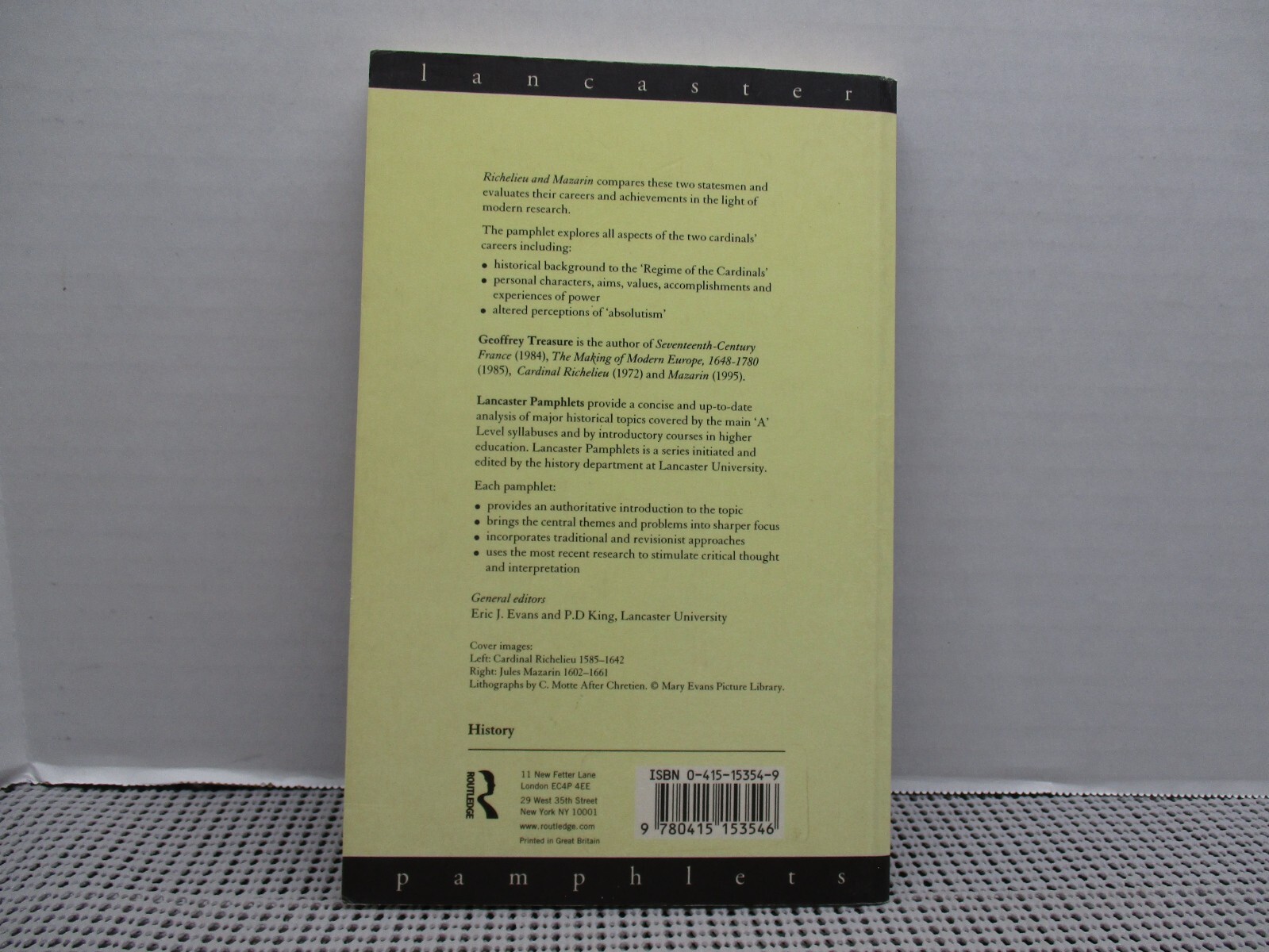 Richelieu and Mazarin (Lancaster Pamphlets) Paperback Used Textbook