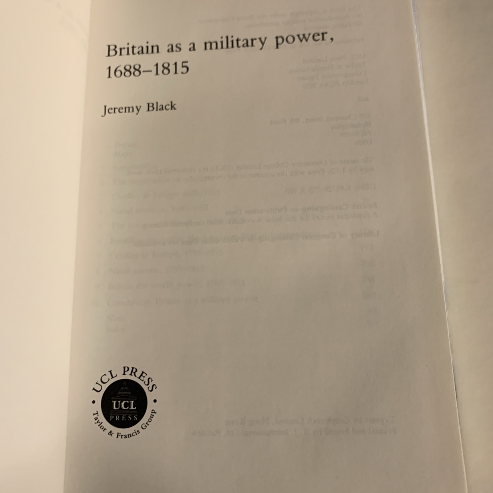 Britain As A Military Power 1688-1815 Hardcover, by Black Professor Jeremy