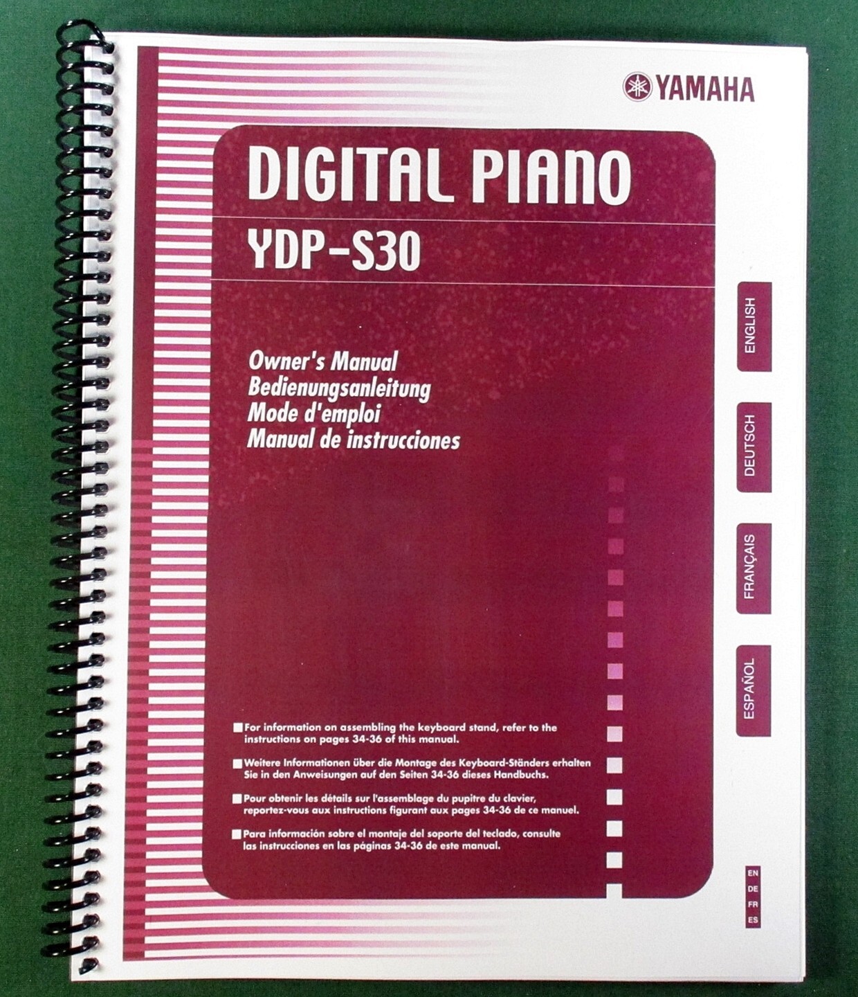 Yamaha YDP-S30 Instruction Manual: 49 Pages & Protective Covers!