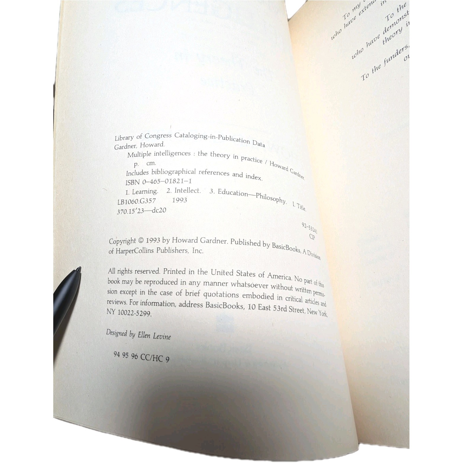 Howard Gardner Multiple Intelligences Theory in Practice Book Psychology…