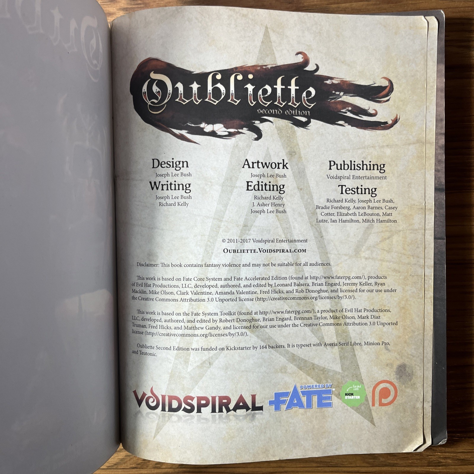 Oubliette Second Edition Joseph Lee Bush Paperback 2017 Fate Core System