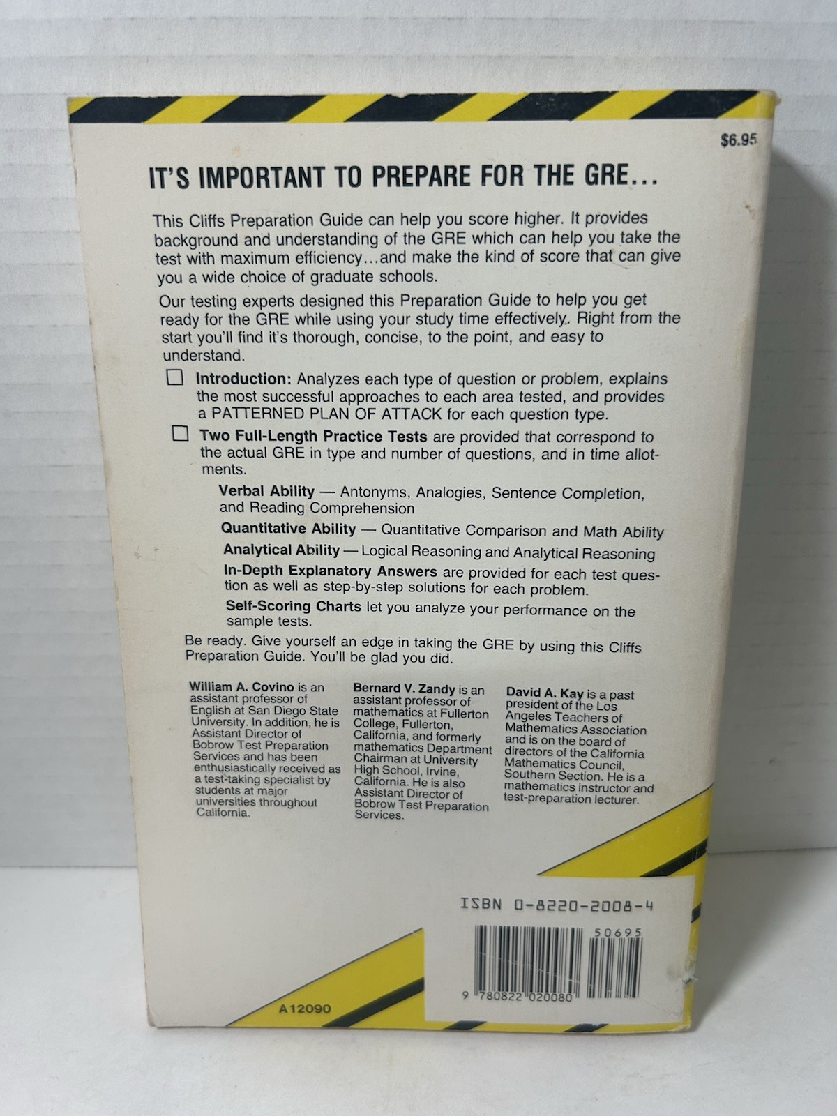 Cliffs GRE Preparation Guide Book Good Pre-Owned Condition MADE IN USA 259 page