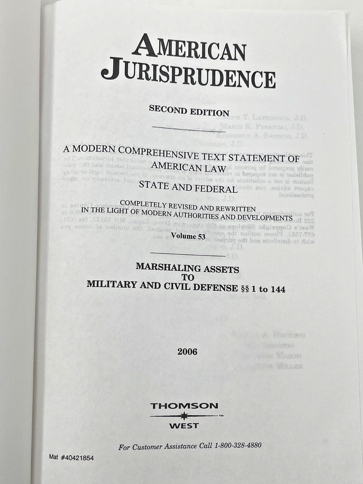 American Jurisprudence 2d Vol 53 Marshaling Assets to Military & Civil Defense
