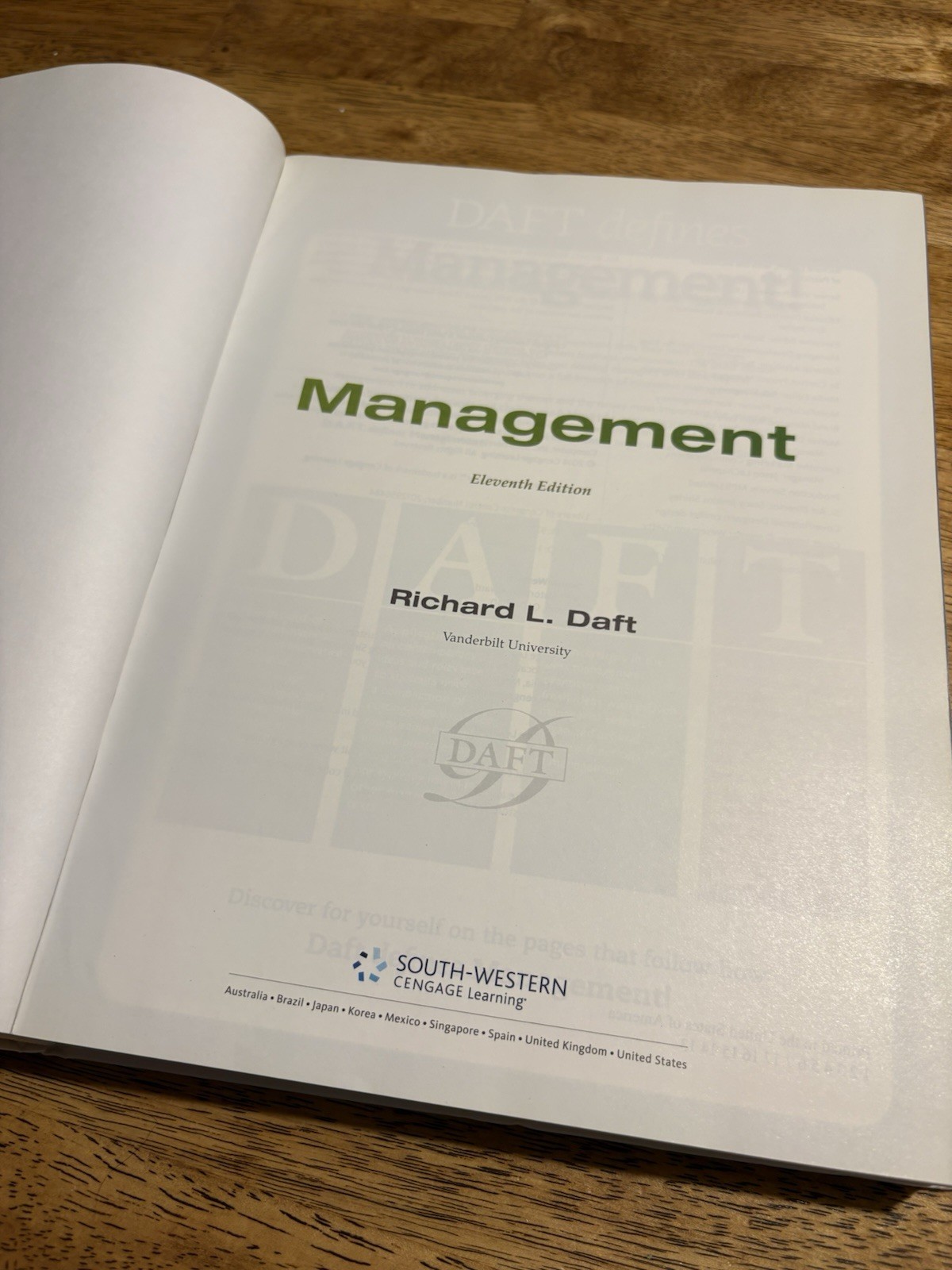 Management Instructors Edition 11th.ed. Hardcover By Daft