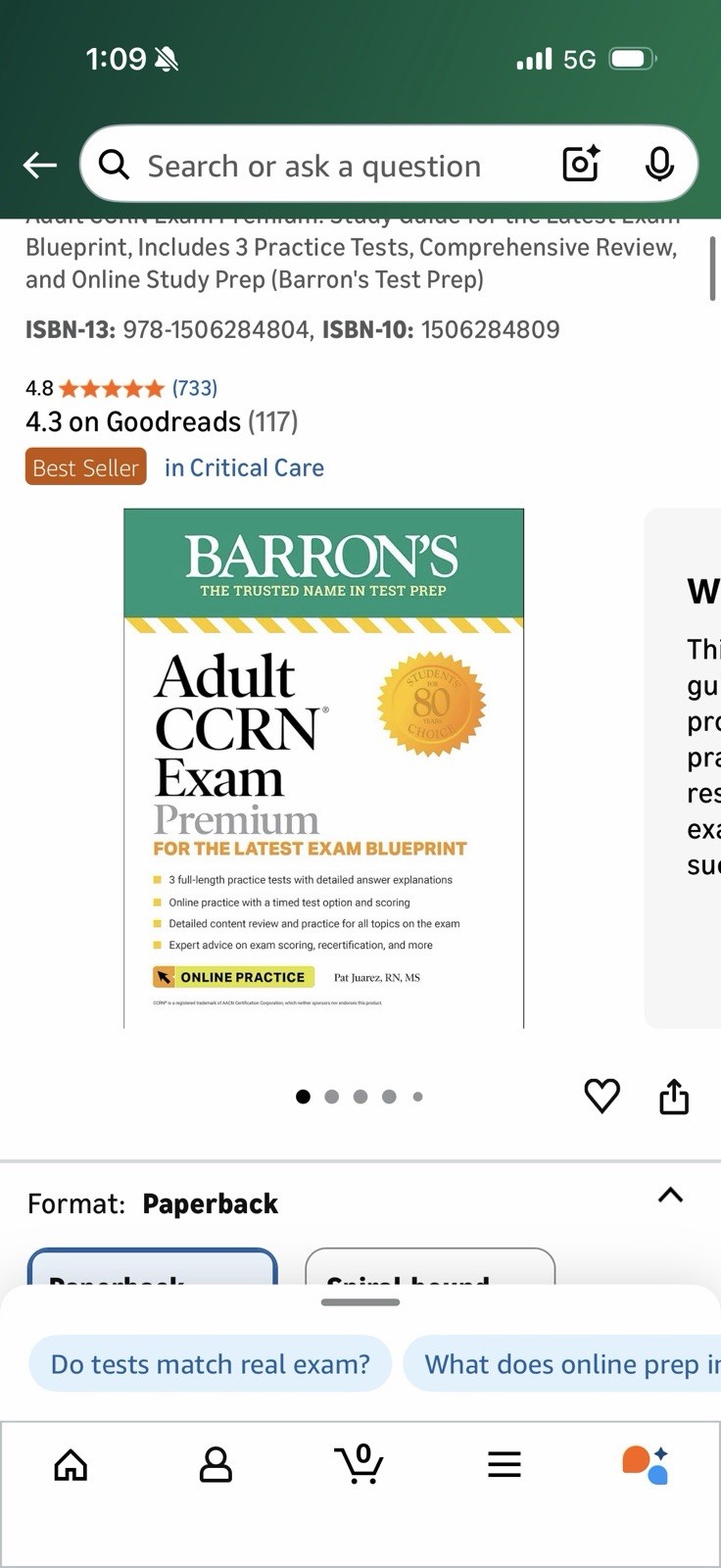 Barron’s Test Prep : Adult CCRN Exam Premium: Study Guide for the Latest Exam