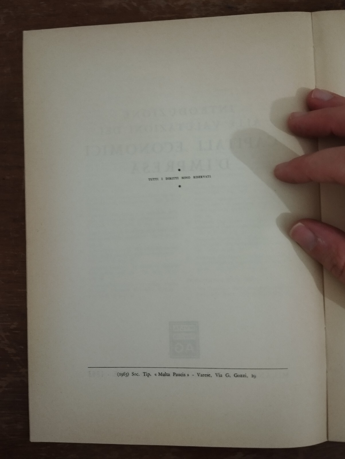 CAPITALI ECONOMICI D’IMPRESA VITTORIO CODA 1963 ANTONIO GIUFFRè EDITORE