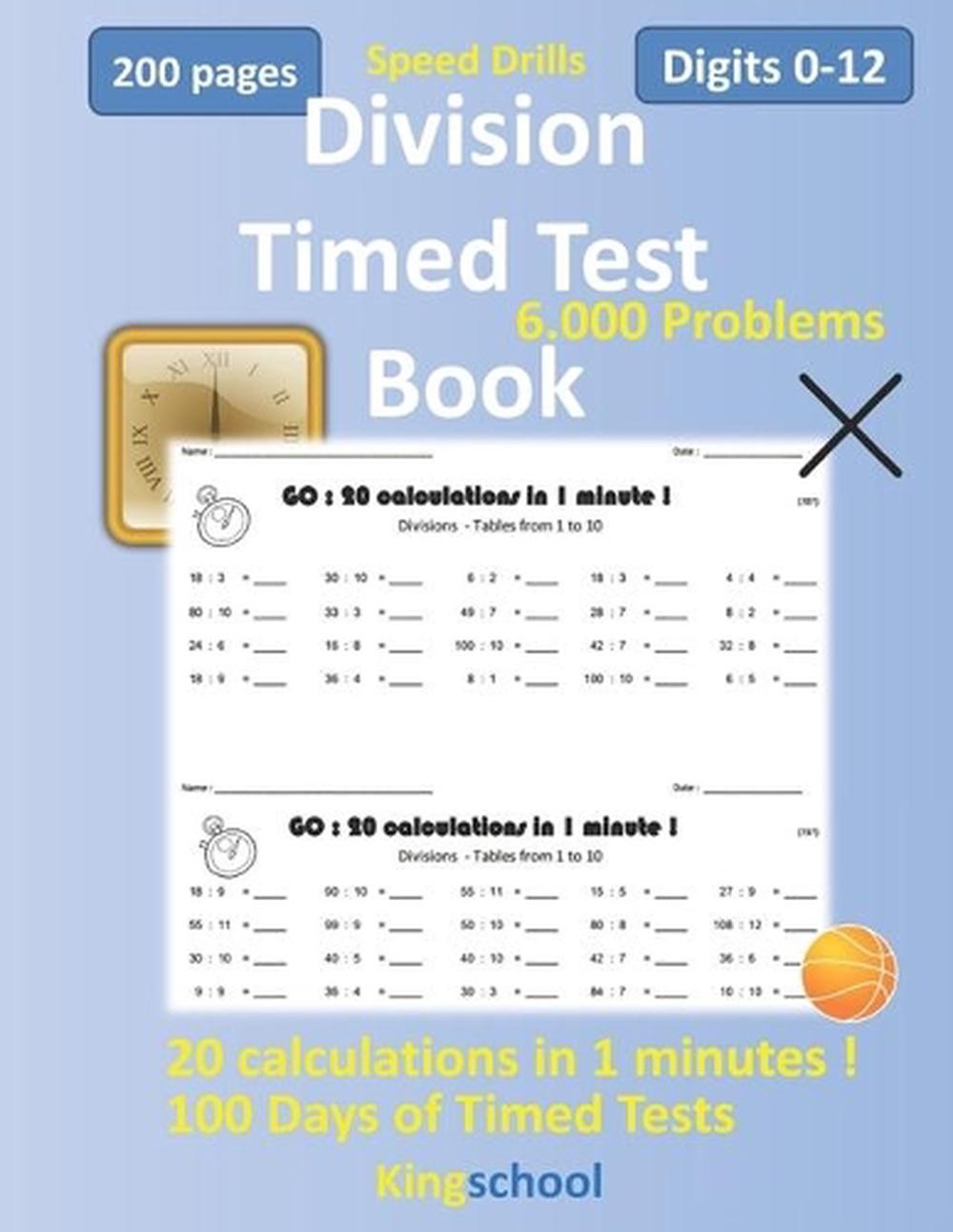 kingshcool – speed drills – division timed test book digits 0 12 ( 6.000 problem