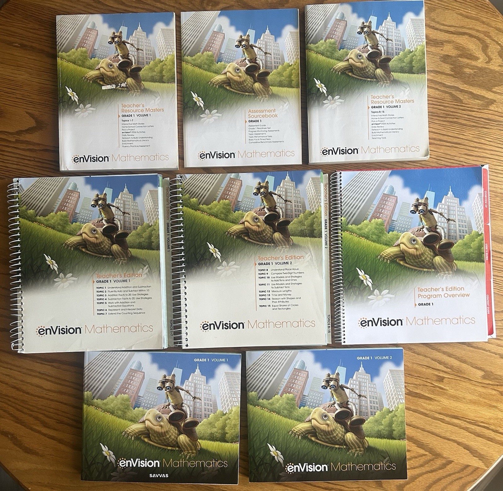 enVision Math Grade 1 Teacher Homeschool Kit Vol 1-2 + Workbooks (8 Books) 2020