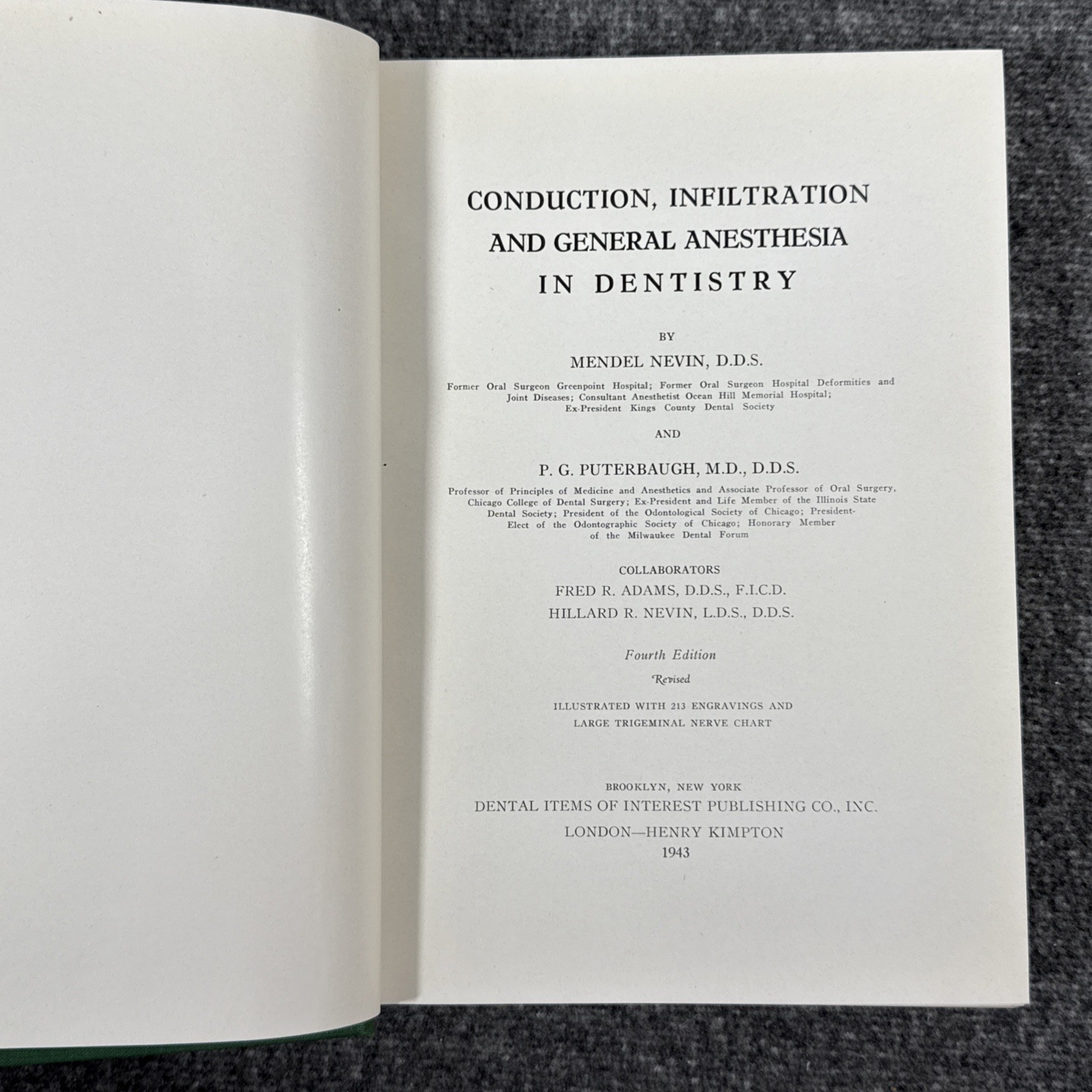 Conduction Infiltration General Anesthesia Dentistry 1943 4th Nevin & Puterbaugh