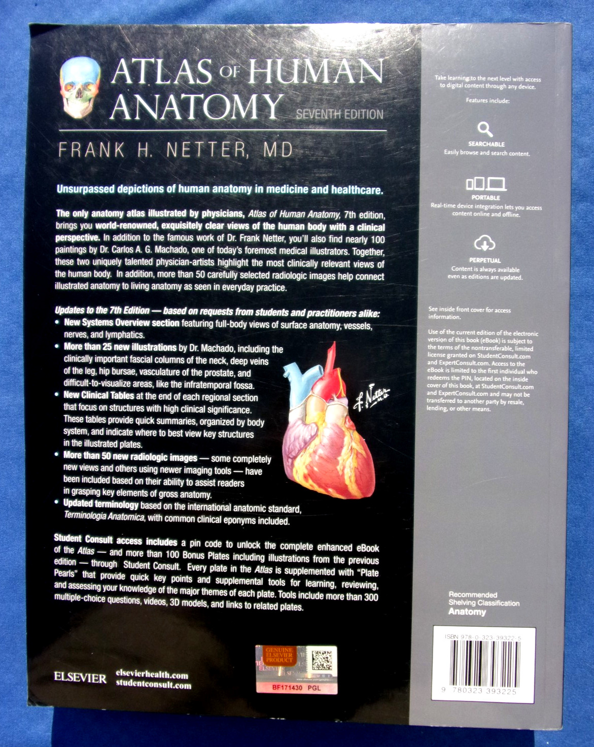 Netter Basic Science Ser. Atlas of Human Anatomy~PAPERBACK, 7 Ed,~Very Good~NICE