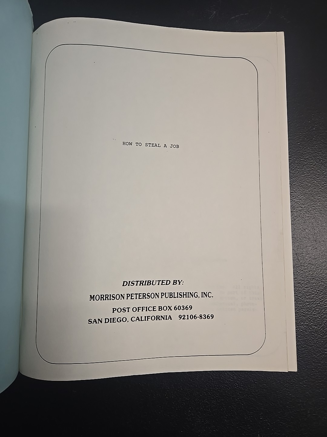 How to Steal a Job by Bill Conners 1977 Financial Management Associates TPB G353