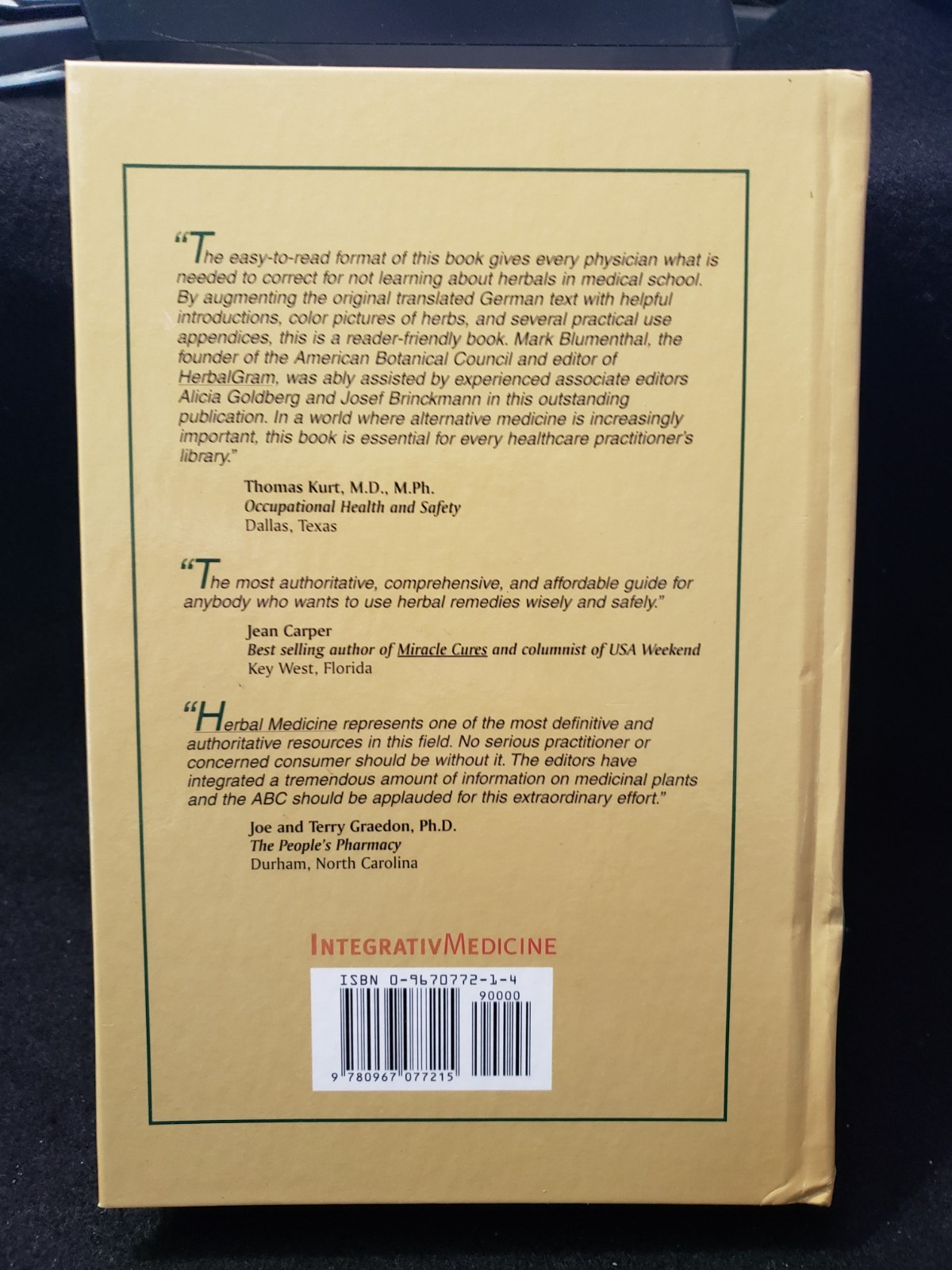 Herbal Medicine: Expanded Commission E Monographs, , 9780967077215