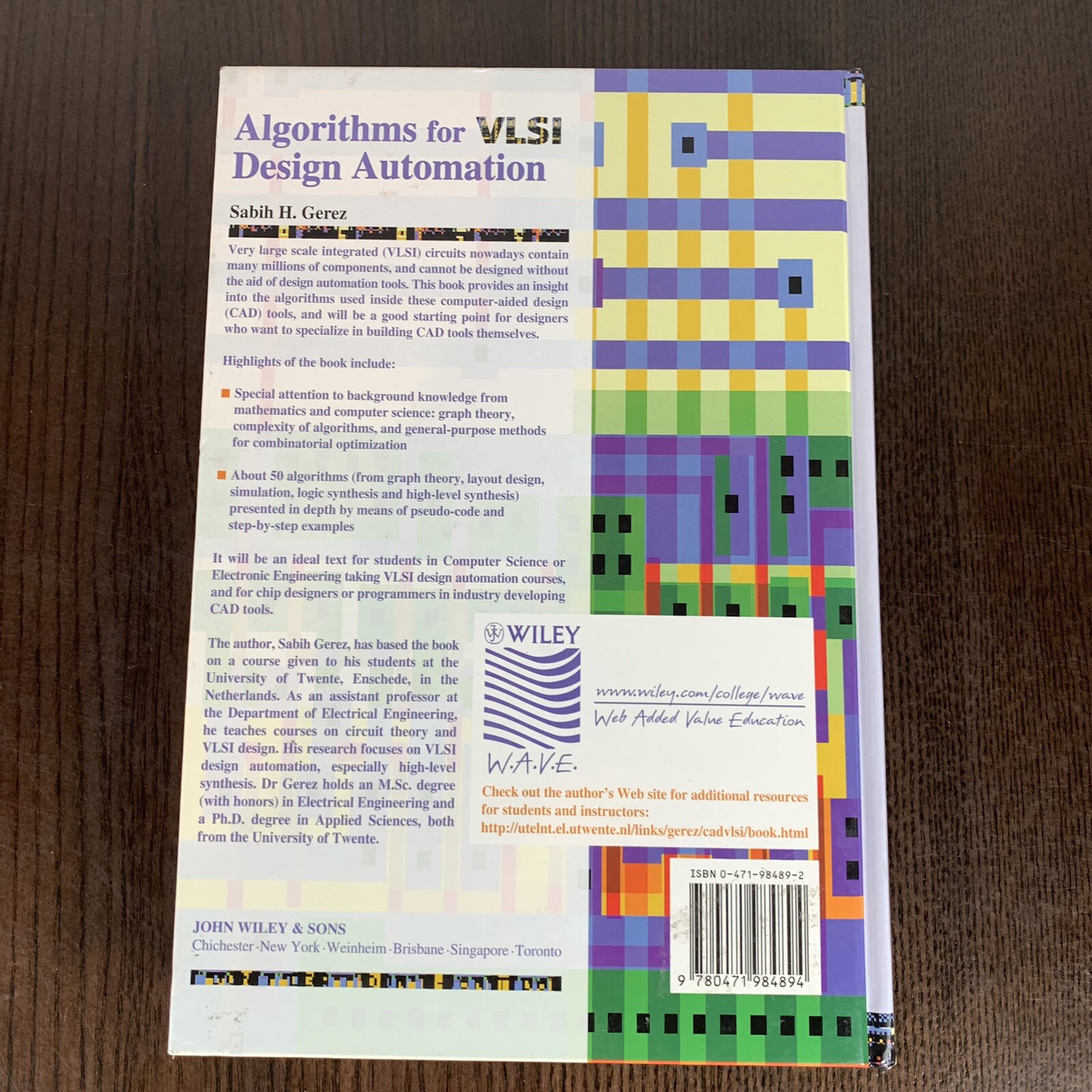 Algorithms for Vsli Design Automation Hardcover by Sabih H. Gerez Vintage 1999