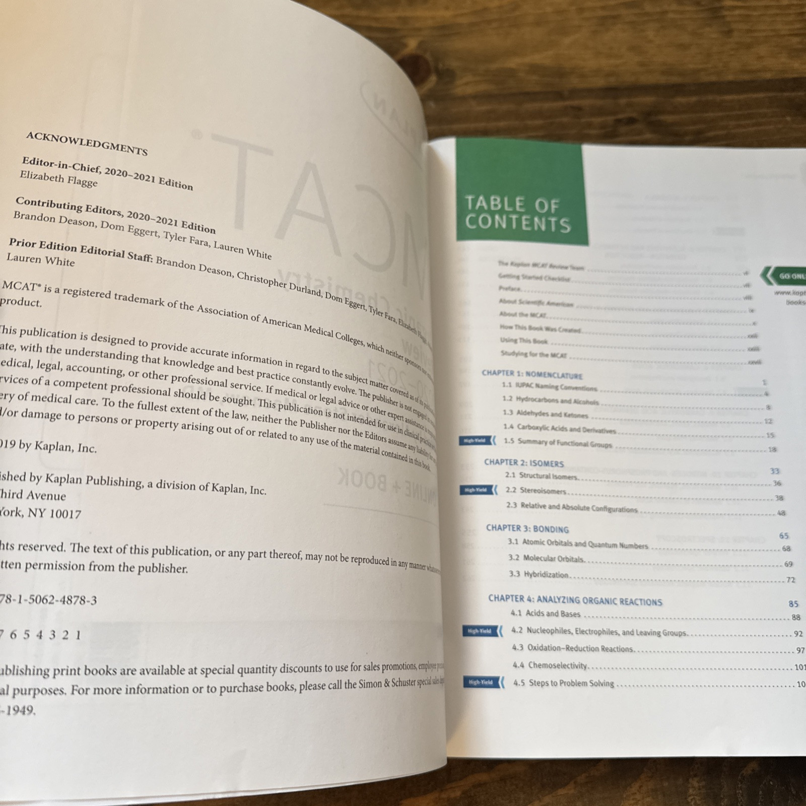 Kaplan Test Prep Ser.: MCAT Organic Chemistry Review 2020-2021, Like New
