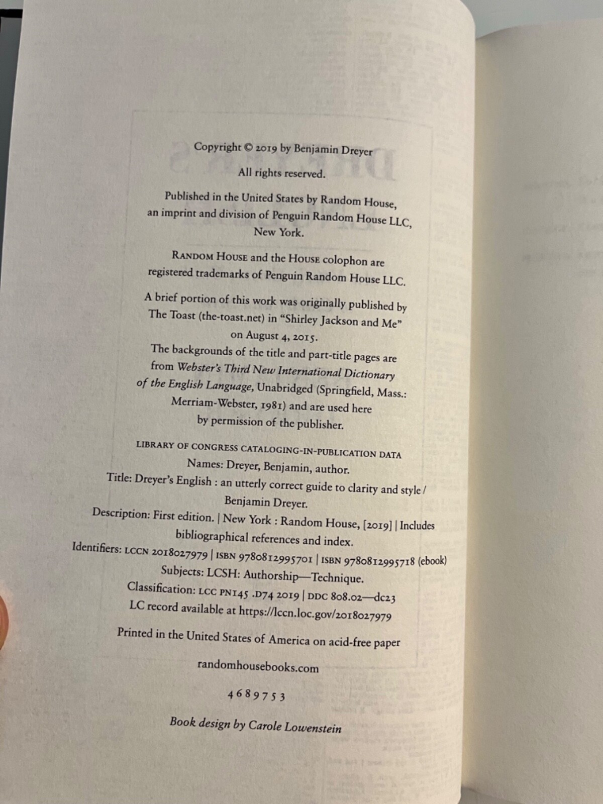 Dreyer’s English: Utterly Correct Guide tClarity and Style by Benjam Dryer