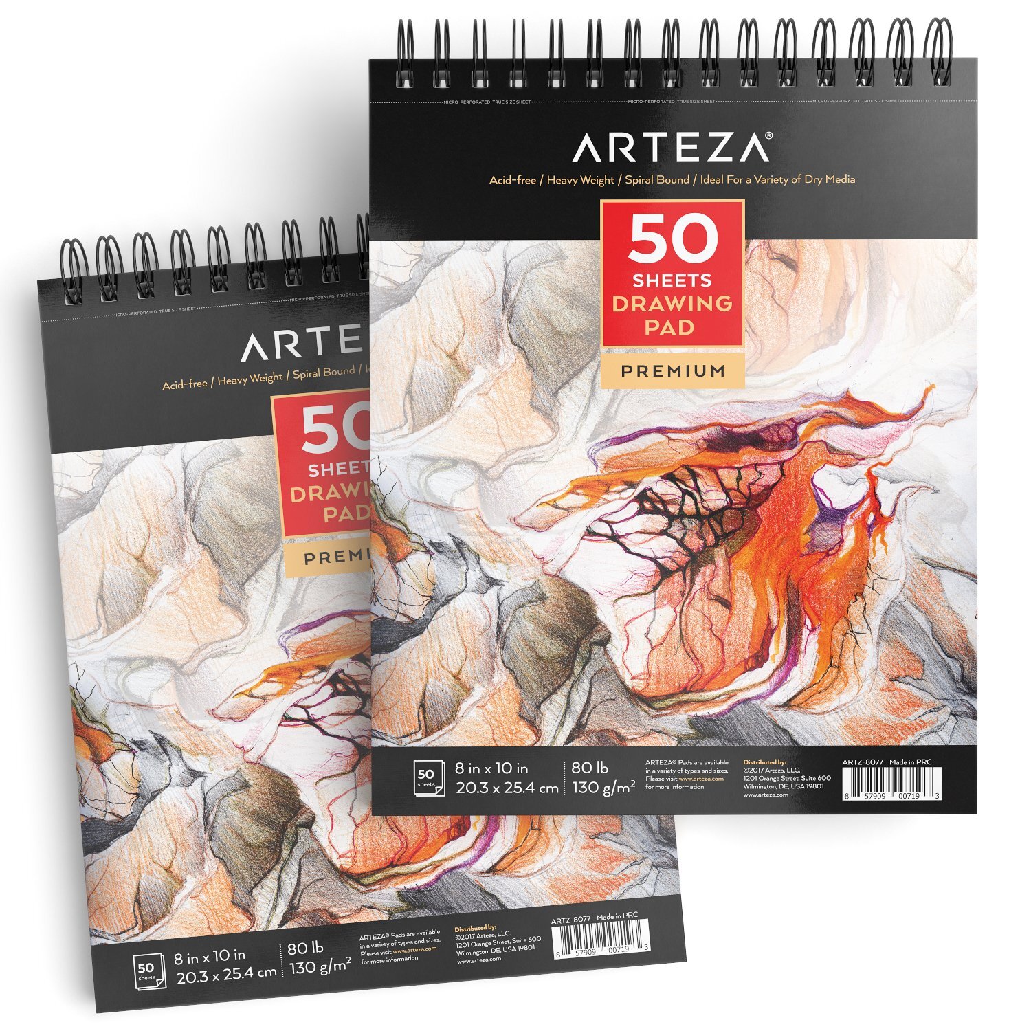 Drawing Paper Pad 8 x 10 Inches Pack of 2 50 Sheets Each Spiral Bound Artist …