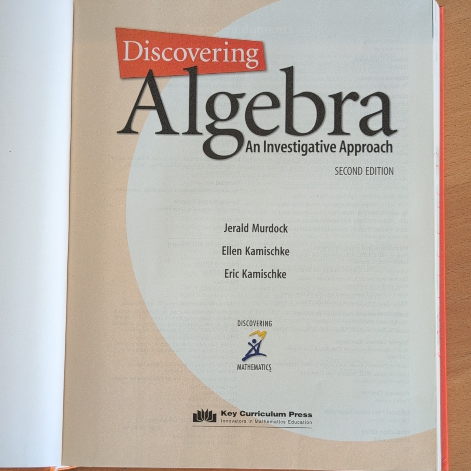 Key Curriculum Press Discovering Algebra 2nd Ed Hardcover 2007 Intermediate MPN