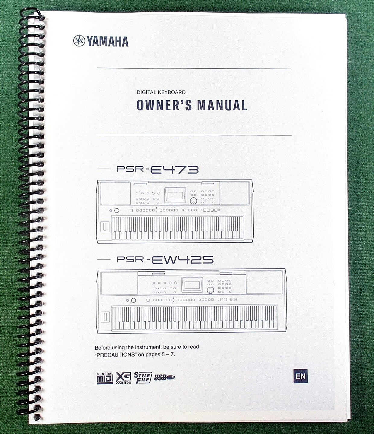 Yamaha PSR-E473 PSR-EW425 Owner’s Manual: 76 Pages & Clear Covers!