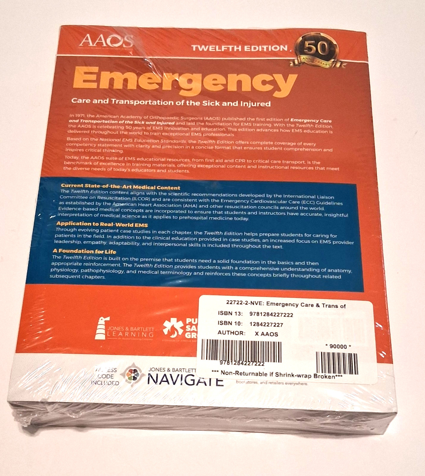 AAOS Emergency Care And Transportation Of The Sick And Injured, 12th Edition