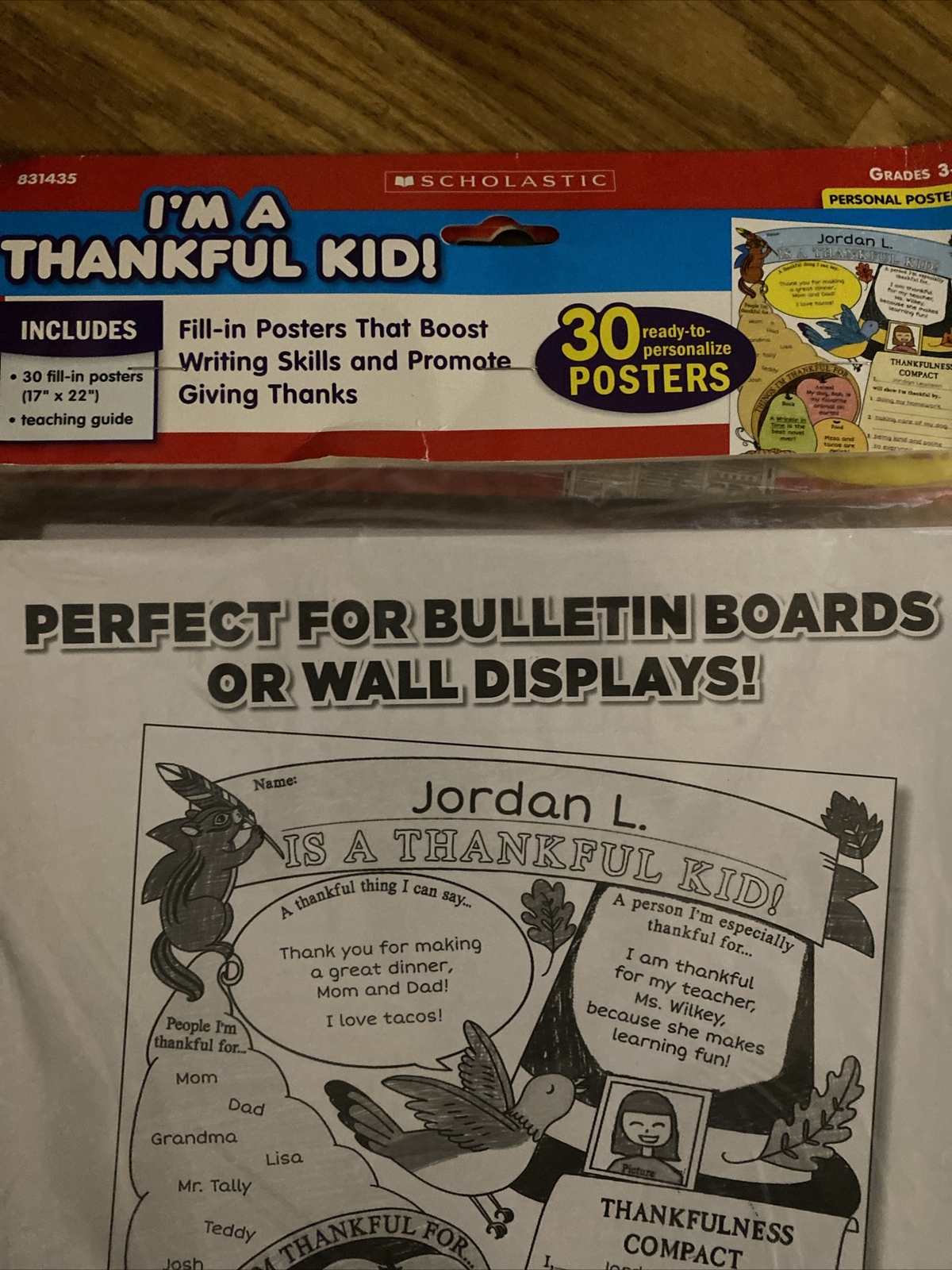 Lot Of 30 Scholastic Poster Set: I’m a Thankful Kid! Grades 3-6. Wall Display
