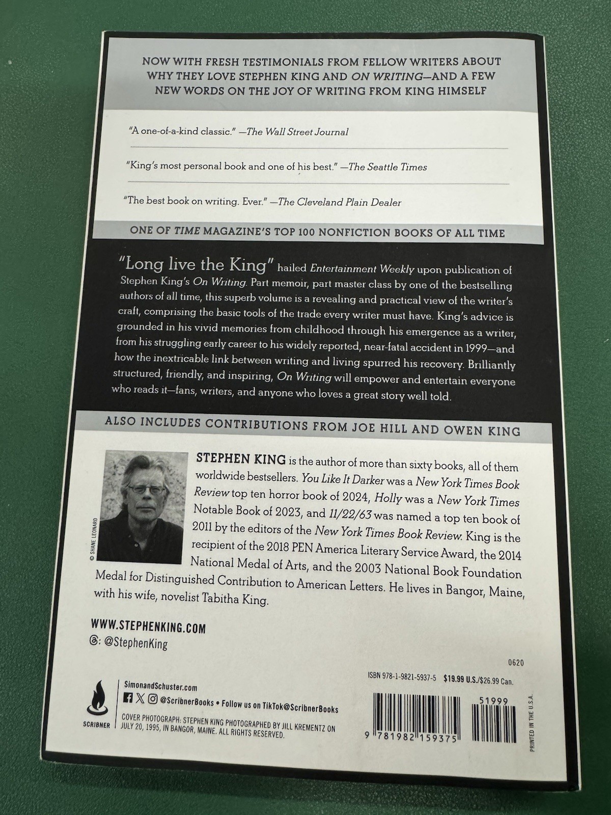 On Writing: A Memoir of the Craft By Stephen King 25th Anniversary Edition PB