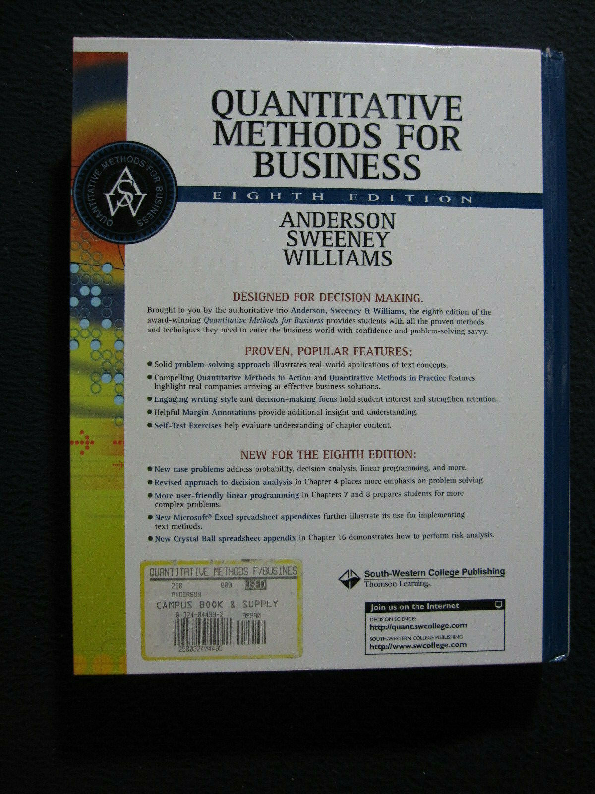 Quantitative Methods for Business [May 12, 2000] Anderson, David R.; Sweeney, ..